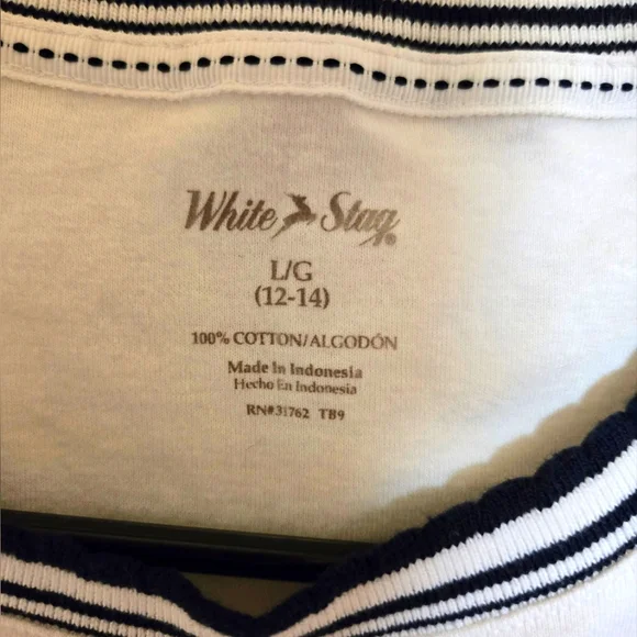 SZ L BRIGHT WHITE WITH NAVY TRIM TANK TOP - Picture 3 of 4